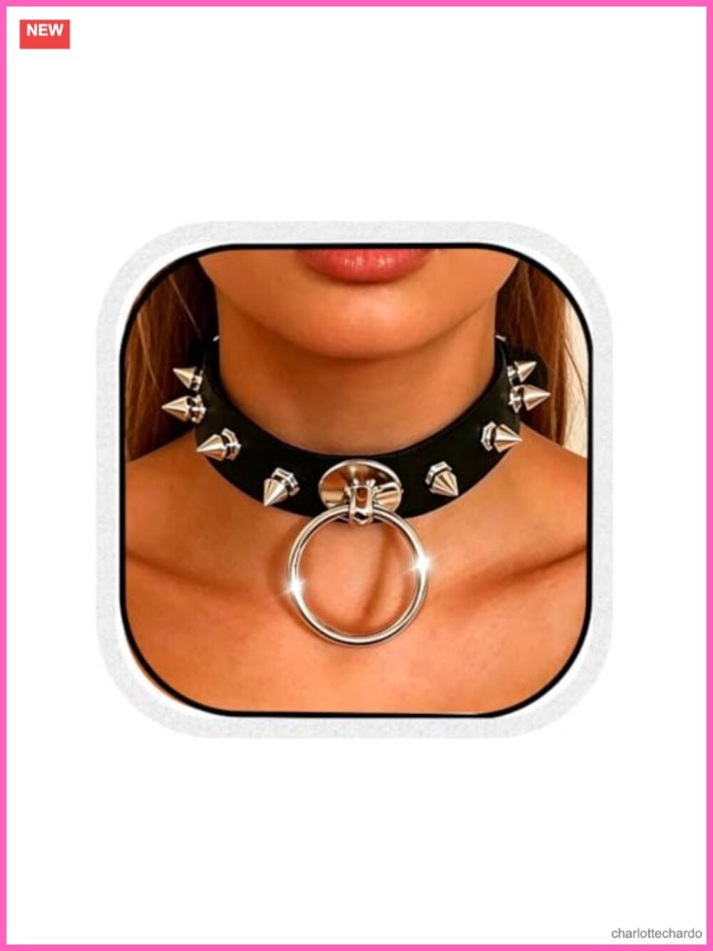 Punk Leather Choker Necklace with Adjustable Chain Gothic Jewelry